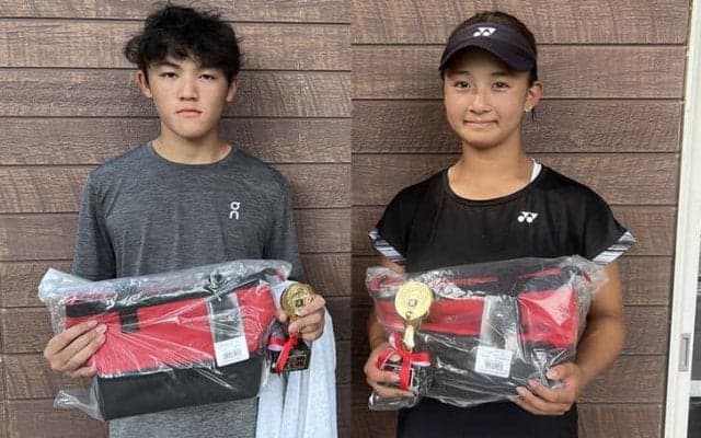 「第45回むさしの村ジュニアテニストーナメントNATSU」の18歳以下は男子・天野雄太、女子・大滝莉央が優勝
