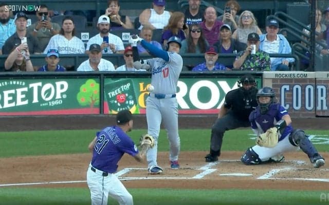 大谷翔平の弾丸ライナーに「怖すぎる」騒然　171キロの強襲ヒットで投手が転倒「危なかった」「打球強すぎないか」