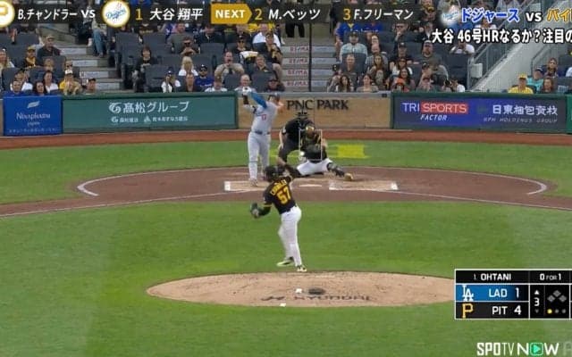 大谷翔平、“幻の47号”にファン騒然「すげーパワーw」「軽打だぞw」衝撃一打に岩村明憲氏も驚嘆「詰まってますけどね（笑）」