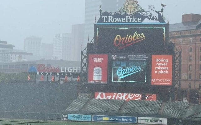 大谷出場ドジャース戦、15分開始遅延　試合4時間前に土砂降り…グラウンド水浸しに