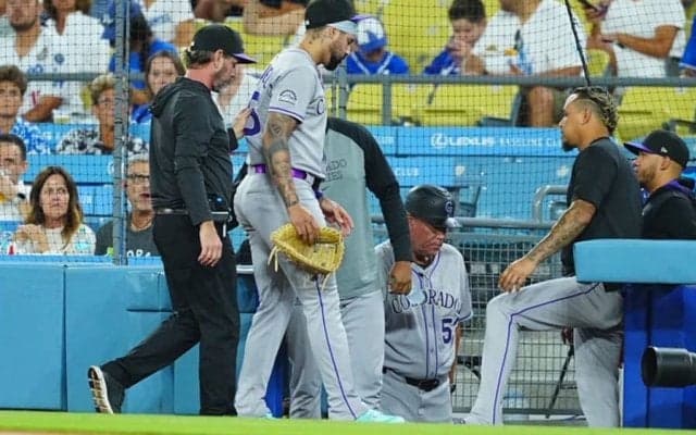 ドジャース戦開始から15分…敵軍に緊急事態発生　ベッツの打席で起きたアクシデント