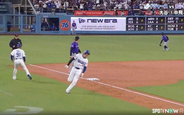 回れ回れ！ ベッツのタイムリーで大谷翔平が“一塁から”激走 驚異の「生還えげつねー」「速すぎだろ」称賛の声