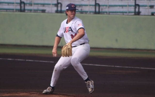 アメリカの先発は198センチ111キロの超大型右腕！今大会3回6奪三振無失点、3番打者として活躍