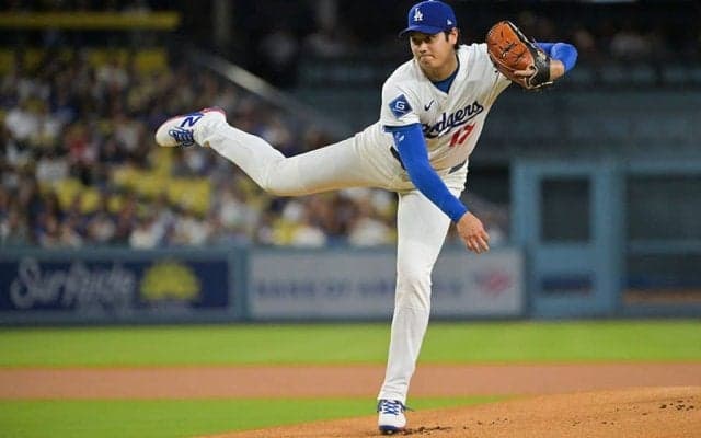 大谷翔平、5回までノーノー　2勝目の権利…MLB自己最速164キロでシュワーバー制圧