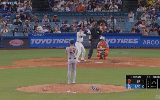 大谷翔平の打席で“ほっこり光景” バックネット裏の観客キッズがため息→大歓喜…一球ごとに一喜一憂する様子