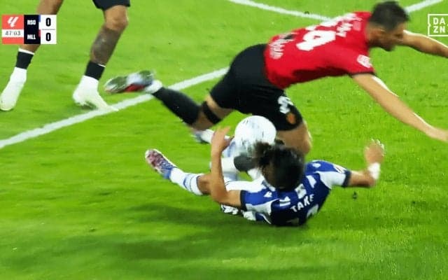 「PKないんかい！」久保建英、まさかの転倒→即復活に騒然「すごいな」「ナイスガッツ」２連続突破で決定機演出の一部始終