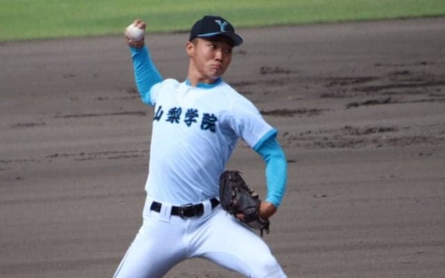 山梨学院の2年生右腕が急成長！大型右腕、143キロ左腕に次ぐ3本の矢を目指す！【滋賀国スポ】