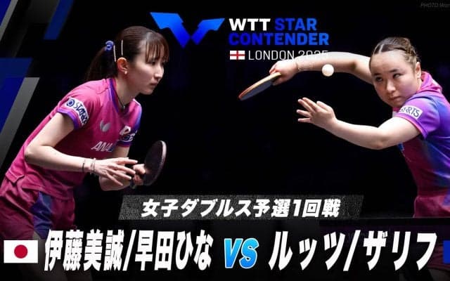 【女子ダブルス予選1回戦】伊藤美誠/早田ひな vs ルッツ/ザリフ｜WTTスターコンテンダーロンドン2025