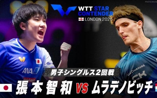 【男子シングルス2回戦】張本智和 vs ムラデノビッチ｜WTTスターコンテンダーロンドン2025