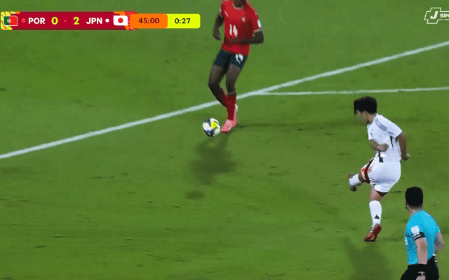 衝撃弾！U-17日本代表MFの“逆足ゴラッソ”が話題「世界にバレた」「神戸の誇り」欧州王者ポルトガルを沈黙させた瞬間