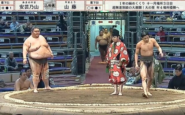「力士がガリガリやん」「俺より軽いw」イケメン“細マッチョ”人気力士、“体重3倍”差対決 にファン驚愕 