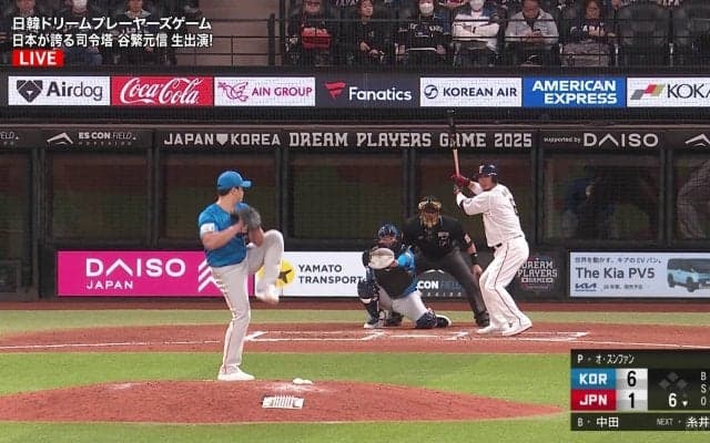  「胸板厚いし、腕太いし」元阪神の“石直球”守護神が日韓レジェンド対決に登場…仕上がった肉体と往年の投球フォームにファン大興奮