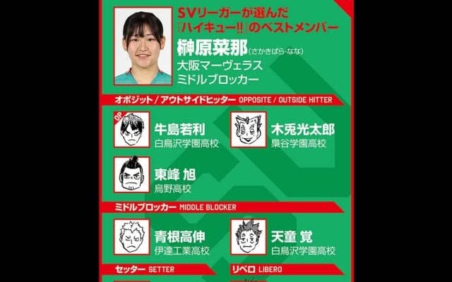 【ハイキュー‼×SVリーグ】大阪MVの榊原菜那がミドルブロッカー目線で語った、後ろを任せたい『ハイキュー‼』のリベロは？