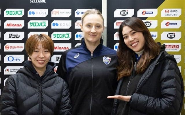 【バレー】埼玉上尾メディックス・鎌田咲希「イザが一緒に入ってくれるので心強いです」、イザベラ・マリア・ラパズ「サキがトスを上げてくれることを嬉しく思っています」　SV女子