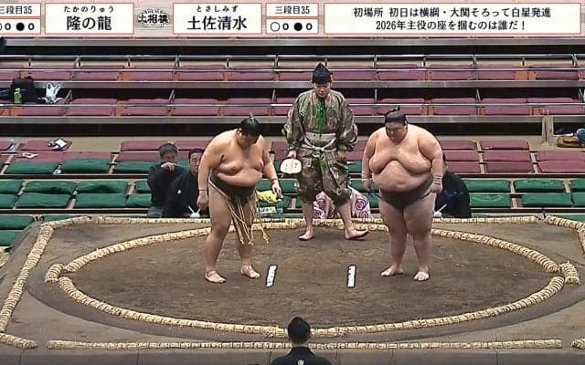 「す、すみません」“まん丸”力士の動きが偶然シンクロ 癒しの破壊力に「かわいい」ファン悶絶