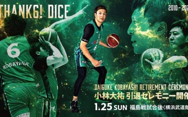 横浜EXが昨季所属した小林大祐の引退セレモニーを開催へ…B2昇格とB3優勝達成に欠かせない選手と称賛