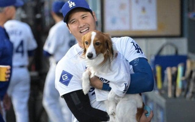 巨大な愛犬デコピンが“初登場”　大谷らLAスターと堂々共演…新たな名物スポットに