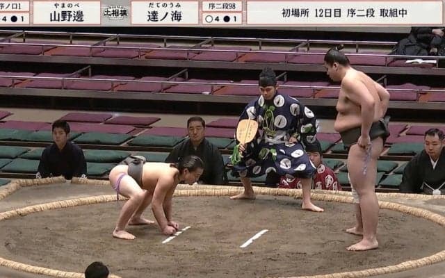 「体格差エグいな…」身長差25センチ体重差84.9キロ…若手力士の取組で衝撃結末「ぶん投げられた！」