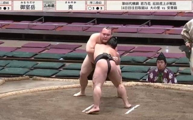 大相撲土俵外でヒヤリの瞬間…力士落下で“同時に3名”倒れるハプニング発生　ファン驚き