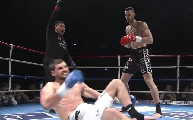 「カーフ一発か！」196cm巨体が“一撃”で崩れ落ちる衝撃KO 魔裟斗「うわぁ…強いわ」驚愕