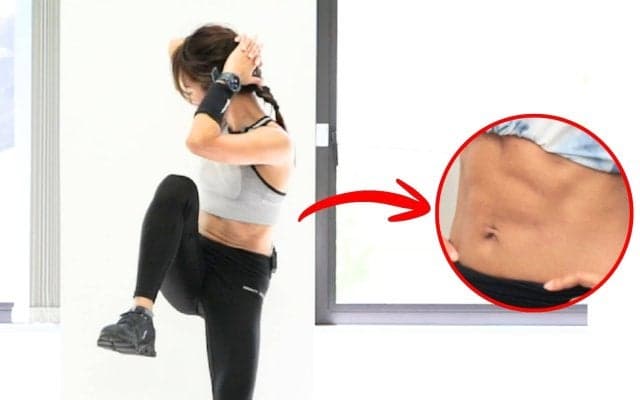 8分で縦スジに近づく。脂肪を燃やして腹筋を浮かせる全身メニュー