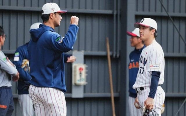 侍J合宿、初日から各所で“ダルビッシュ塾”　松本＆北山に熱視線…ブルペンで指導も