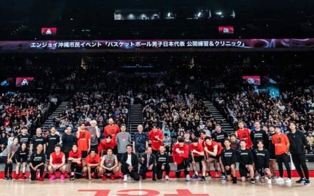 沖縄サントリーアリーナで男子日本代表が公開練習とクリニックを開催…沖縄の子どもたちと特別な時間を共有