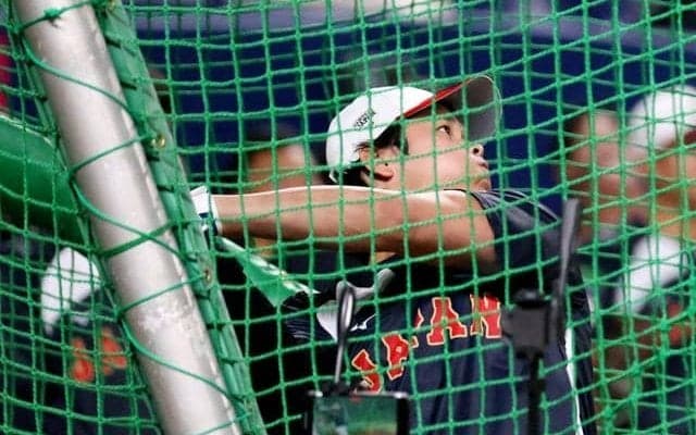 WBCへ大谷翔平が打撃練習、豪快なスタンドインに観客どよめき