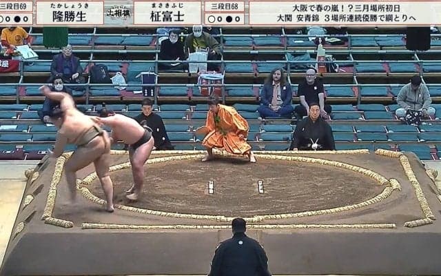 「昼前から鎮座してるw」大相撲中継、カメラが偶然捉えた著名人が話題 升席に正座で声援を送る様子にファン驚き