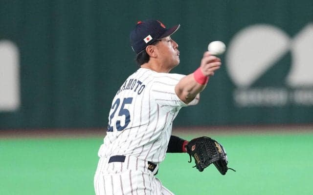 【WBC】三塁手岡本和真が一回転送球の美技　大会初登板の金丸夢斗を救う