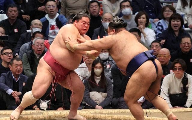 高安が行司の木村晃之助と大栄翔を相次いで土俵下へ　１敗守り優勝争いトップ並走