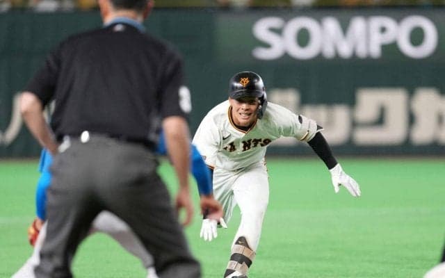 【巨人】育成平山功太が１軍昇格応える先制打、日本ハム有原から左中間破るヘッスラ三塁打　