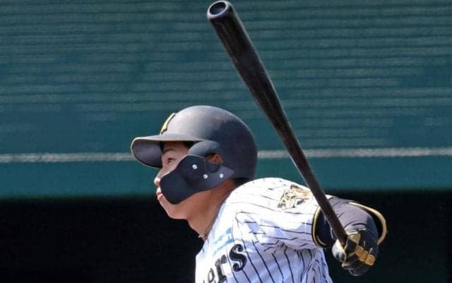 阪神２軍　ドラ１立石がプロ初打席初ヒット　二塁から全力疾走で生還し先制のホームを踏む