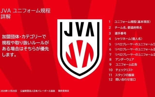 JVA主催大会で着用OK？　ユニフォーム規程をチェック