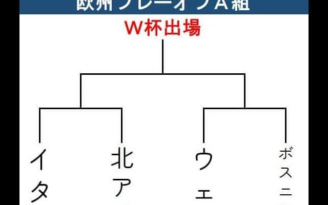 【Ｗ杯予選】欧州PO･A組　大本命イタリア、北アイルランドと対戦　ウェールズ－ボスニア