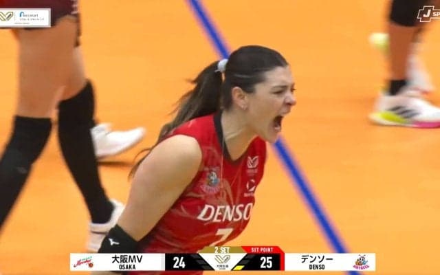 「あああーーー！！！」女子バレーで情熱的な大大絶叫！ スパイク決めて雄たけびに「うわぁ、強烈でした」実況驚き