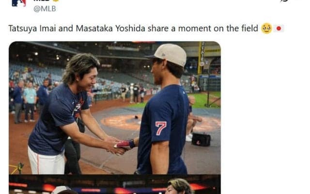 吉田正尚と今井達也が試合前に再会　吉田は代打で三振、今井は前日30日にデビュー登板