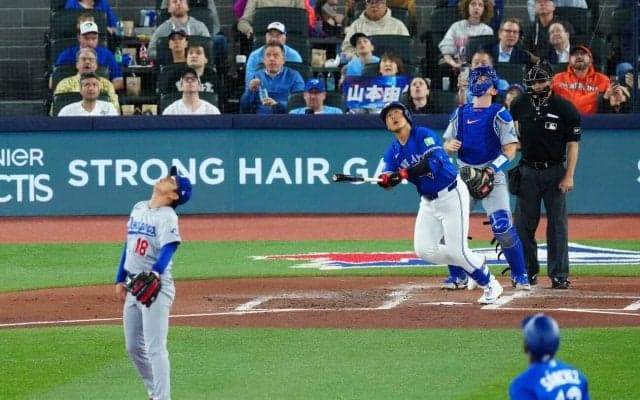 岡本和真、第１打席は二飛に倒れる　山本由伸とメジャー初対決　前日はマルチ安打をマーク