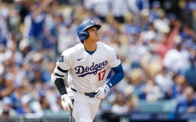 大谷翔平、第２打席は四球で２打席連続出塁　第１打席で今季第５号の先頭打者アーチ