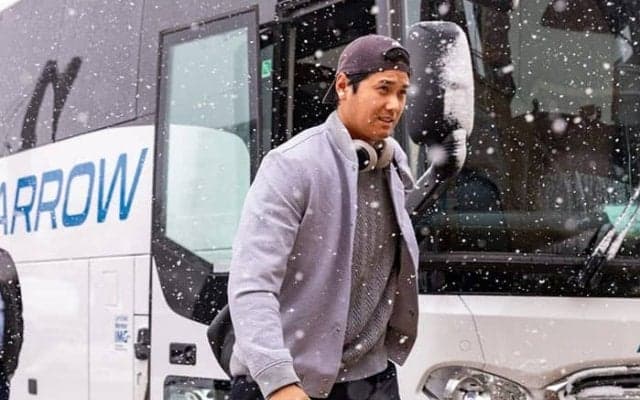 大谷翔平は「1番・DH」　大雪で銀世界…菅野智之と対戦、右肩死球の不安払拭なるか
