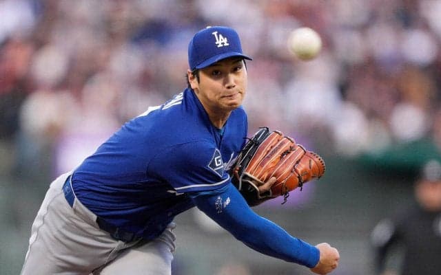 ドジャース大谷翔平、５回まで無失点　ジャイアンツ・マーリーと息詰まる投手戦を展開