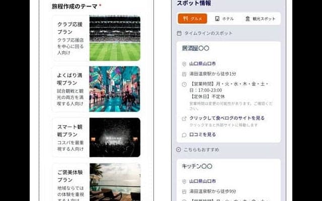 サッカー観戦したら観光も楽しんで　AI活用、山口市などが実証実験