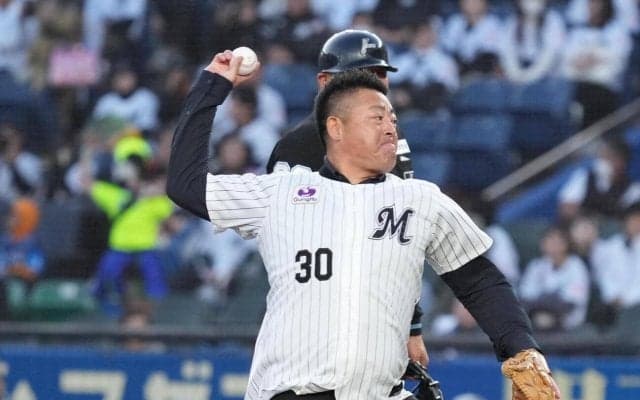 【ロッテ】「幕張の防波堤」小林雅英氏が始球式で球速108キロ！風速15メートル「懐かしい」