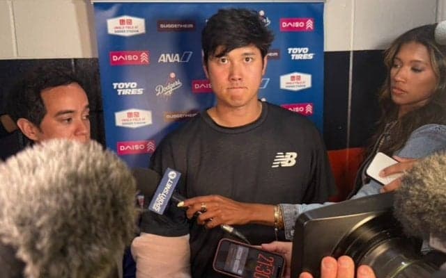 大谷翔平、村上の活躍は「素晴らしい」　日本勢にエールもニヤリ「ドジャースとやってる時以外は…」