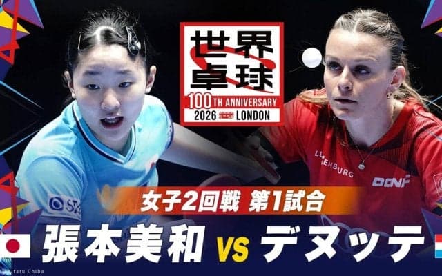 【第1試合】張本美和 vs デヌッテ｜日本 vs ルクセンブルク｜世界卓球2026ロンドン100周年大会（団体戦）