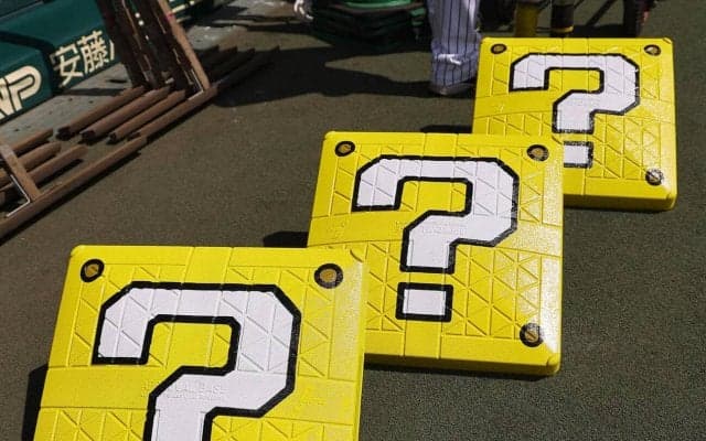 【阪神】初の試み！ベースがマリオの「ハテナブロック」に変身　おなじみBGMも流れた