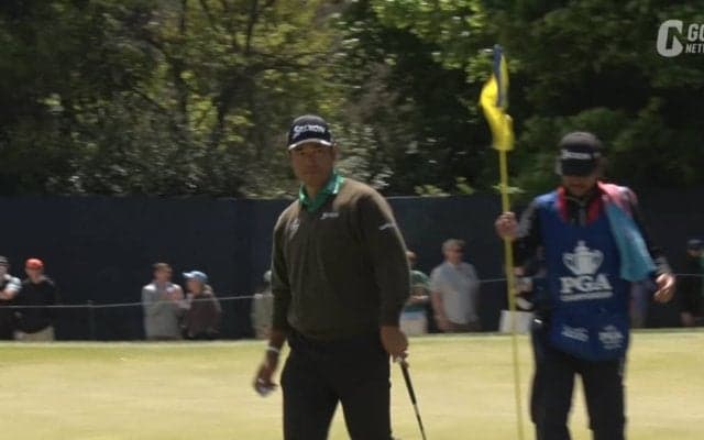 【動画】松山英樹は1打差3位に浮上　7番では約6mのバーディパットが右フチから入り小さくガッツポーズ