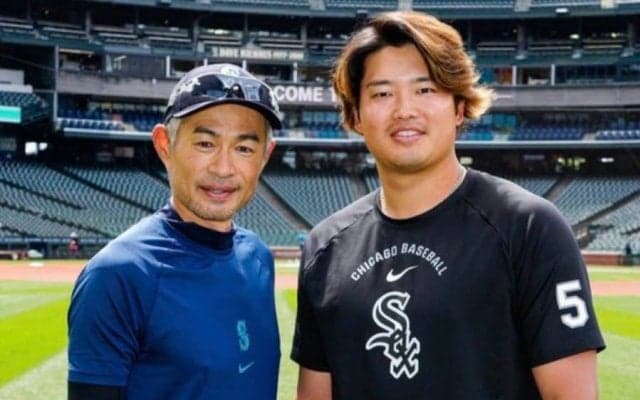 村上宗隆、イチロー氏とご対面　緊張の面持ちで何度も頭ペコリ…レジェンドは笑顔