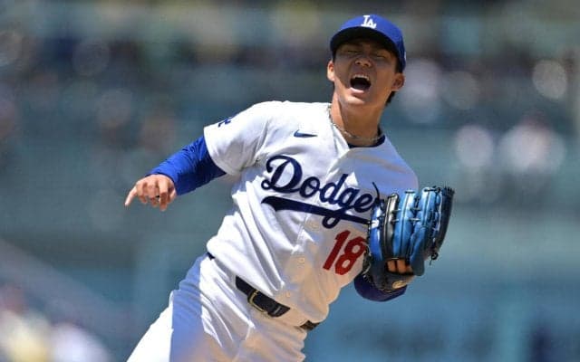 山本由伸メジャー自己最多タイ10Ｋ　６回途中無失点で勝ち投手権利得て降板　リードして終盤へ