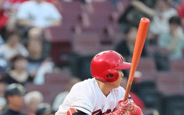 【広島】小が大を制す！　勝田成がジェリーと「身長差50 センチ対決・第２ラウンド」で左前打